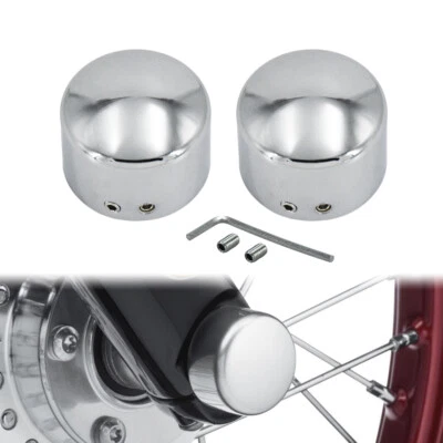 Chrome CNC Front Axle Cap Nut Covers For Harley Softail Dyna Road Street Glide - Imagem 1 de 4