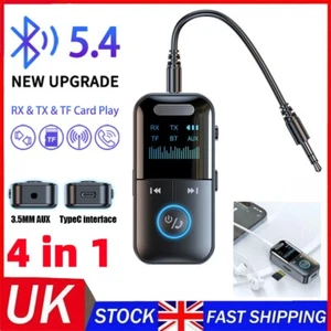 4-in-1 Wireless Bluetooth 5.4 Transmitter Receiver Adapter Audio 3.5mm Jack Aux - Picture 1 of 24