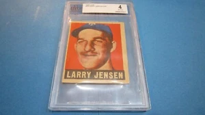 Larry Jensen 1949 Leaf #56 Baseball Card BVG Graded Slabbed VG-EX 4 - Picture 1 of 7