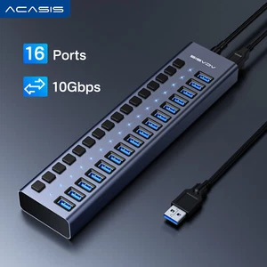 ACASIS 16 puertos USB 3.0/3.1 Hub interruptor único 12V7.5A 90W concentrador adaptador de corriente - Imagen 1 de 13