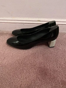 Authentic Fendi Shoes Block Heel Black Patent Leather - Picture 1 of 5