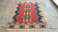 4x6 ft Rug OUSHAK RUG Hand Woven Vintage Turkish Kilim Rug Flat Weave Area Rug