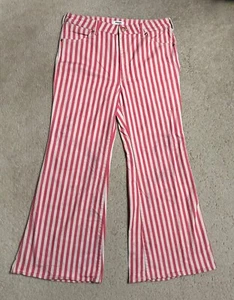 Wrangler Wanderer 622 High Rise Flare Jeans Womens 32 x 29 Pink Striped - Picture 1 of 22
