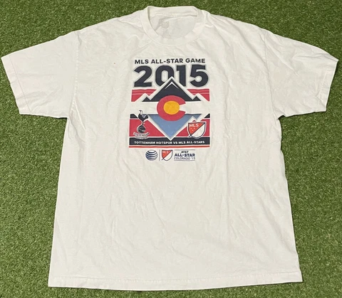 Men's MLS 2015 All Star Game Colorado White Tottenham Spurs Short Sleeve Tee XL Cover