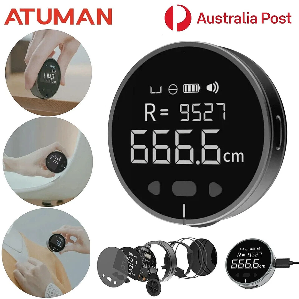 AtuMan Electronic Tape Measure Digital Ruler Rangefinder Display Rechargeable AU - Image 1 of 4