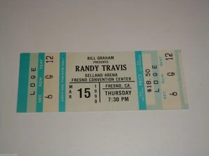 RANDY TRAVIS 1990 UNUSED CONCERT SHOW TOUR TICKET SELLAND ARENA FRESNO Original - Picture 1 of 4