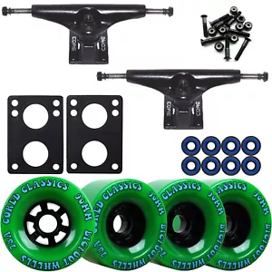 Core 7.0 Black Longboard Trucks Wheels Package Bigfoot 90mm Cored Classics Green - Picture 1 of 2