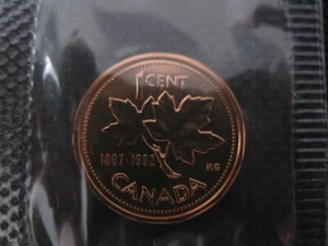 1992 Canadian Prooflike Penny ($0.01) **Double Date 1867-1992** - Picture 1 of 2