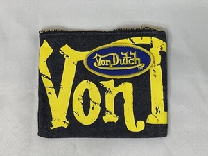 Von Dutch Blue Denim Small Cosmetic Makeup Travel Zip Bag Y2K