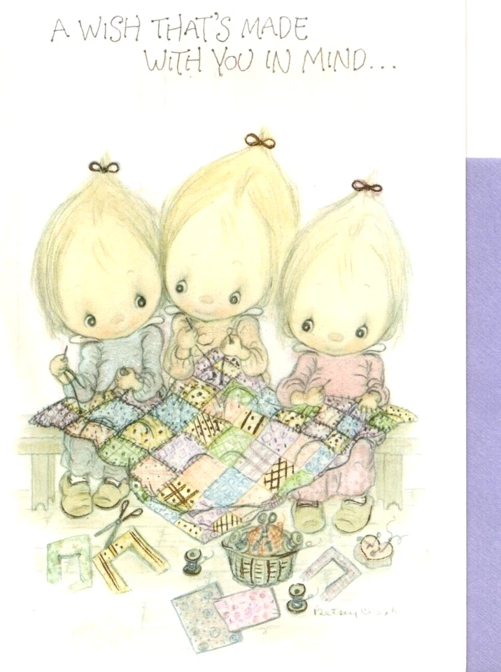 Betsey Clark Get Well Quilt Quilting Sew Sewing Stitch Glitter Hallmark Card - Image 1 of 3