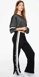 Victoria's Secret PINK Trainingshose Damen neu ohne Etikett Gr. XS schwarz weiß offenes Bein Druckknopf - Bild 1 von 11