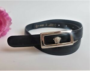 Versace women's black leather belt, size 75/30, Small. 