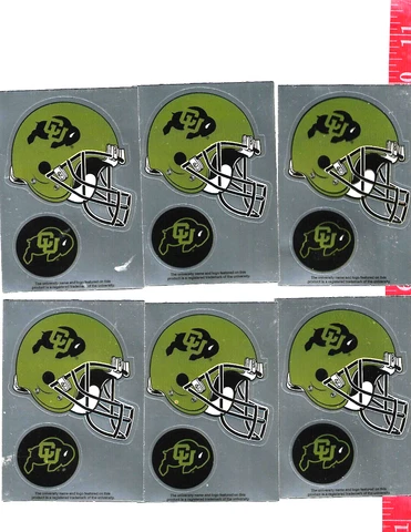 6 sheets NCAA Helmet - logo stickers Colorado Buffalos Cover