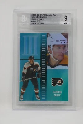 2002-03 BAP Ultimate Mem Patrick Sharp 65 of 250 Rookie Flyers 🔥Beckett 9 MINT - Image 1 of 4