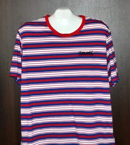H&M Blue Red White Striped Cotton Men's T-Shirt Shirt Size L NEW - Picture 1 of 10