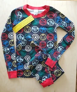 NWT Hanna Andersson BLACK RED TRIM MARVEL ICONS LONG JOHN Pajamas 130 8 - Picture 1 of 5