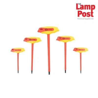 CK Tools T4422 SET T-Handle VDE Hexagon Hex Allen Key Set of 5 - 3,3.5,4,5,6mm - Image 1 of 4