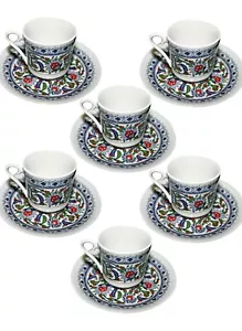 6 set x Kutahya Porcelain Coffee Cup Turkish istanbul Topkapi Model Greek Arabic - Picture 1 of 6