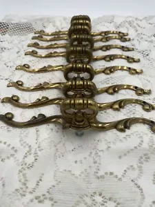 Set Of 8 Vintage Brass Ornate Drawer Pulls With Screws 7 Inches Wide - Picture 1 of 5