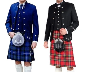 Scottish Men's Doublet Kilt Jacket With Waistcoat - Wedding Kilt Jacket For Men - Picture 1 of 7