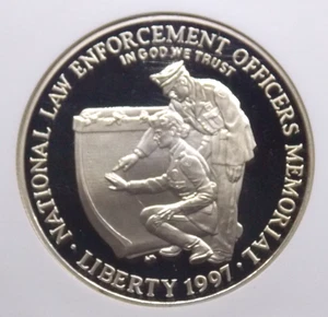 1997 "P" PROOF National *LAW ENFORCEMENT* Silver Dollar $1 NGC PF70 UC #002 - Picture 1 of 5