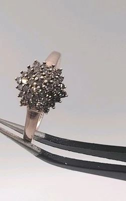 Кольцо с натуральным бриллиантом шампанского из стерлингового серебра RG Vermeil 0...50 карата размер 7 - Изображение 1 из 2