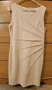 Calvin Klein Sleeveless Sheath Dress Beige Starburst- Size 14 - Picture 1 of 6