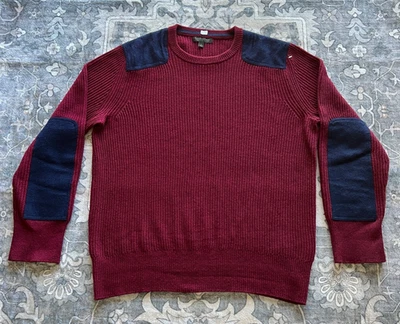 Banana Republic Italian Wool Commando Sweater Men Large Ribed Elbow Pad Pullover - Image 1 of 4
