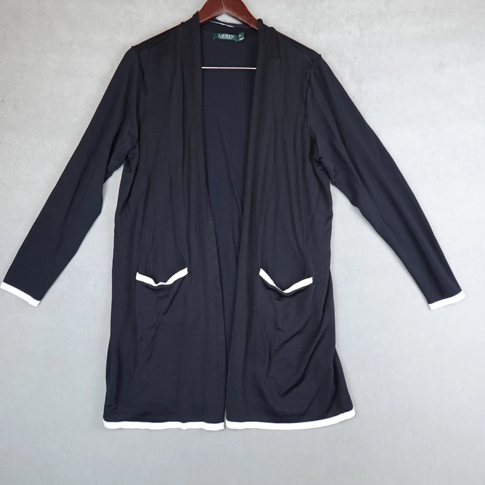 Cárdigan Lauren Ralph Lauren Plumero Tejido Suéter Largo Para Mujer 1X Plus Largo SLeeve Foto 1 de 4