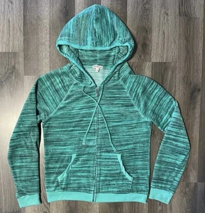 Juicy Couture Hoodie Green Velour Embellished Stone Logo Jacket ZipUp Medium Y2K - Picture 1 of 4