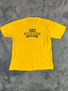 VTG Western Michigan Broncos T-Shirt L Gold NCAA College Grunge Graphic Tee - Picture 1 of 7