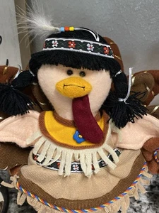 THANKSGIVING Filz 2 Truthähne - Indianer Figuren - groß - Tischaufsteller EUC - Bild 1 von 13