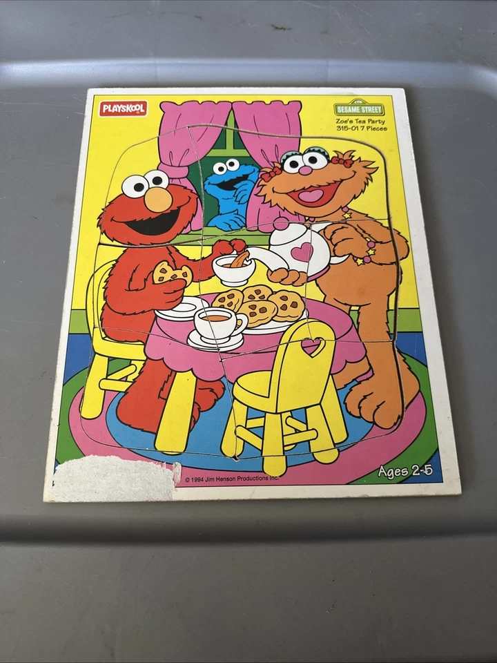 Rompecabezas de colección Playskool Sesame Street Zoe’s Tea Party 1994 7 piezas Elmo Foto 1 de 1