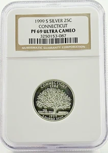 1999-S Silver Quarter Connecticut NGC PF69 Ultra Cameo - Picture 1 of 2