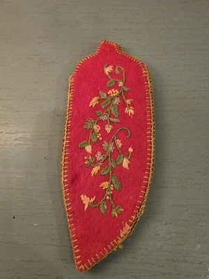 Estuche de gafas vintage años 50 bordado a mano en forma de hoja, diseño floral, doble... Foto 1 de 4