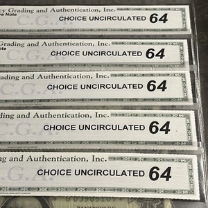 1969 $1 FRN NY CU STAR Fr 1903-B* CGA 64 STARS Choice UNC FIVE Consecutive Notes - Picture 1 of 10