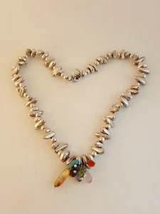 Artisan sterling silver studio handmade necklace carnelian garnet peridot turquo - Picture 1 of 12