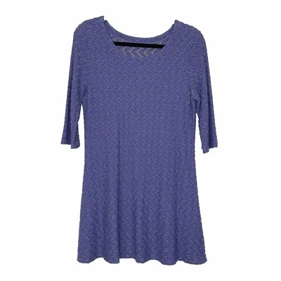 Blusa túnica feminina Tianello pequena? Elástico texturizado cinza roxo Lagenlook Lou Ann - Imagem 1 de 4