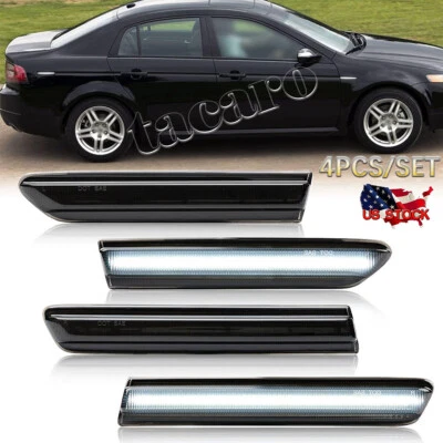 Luces de señalización LED ahumadas delanteras + traseras 4 piezas lámparas blancas para Acura TL 2004-2008 Foto 1 de 4