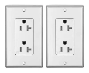 Decorator Receptacle Outlet, Tamper Resistant,20 Amp,125 Volt,Wall Plate,sliver - Picture 1 of 10