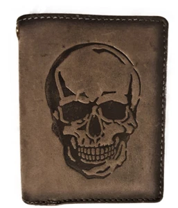 Bikerbörse Kettenbörse Skull Totenkopf Geldbörse Prägung Büffelleder Vintage - Bild 1 von 6