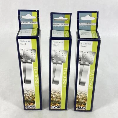 Set Di 3 RSVP Italiano Espresso Acciaio Inox Tè Borsa Tenaglie - Immagine 1 di 4