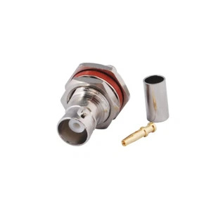 Connettore a crimpare paratia femmina BNC per cavo RG58 LMR-195 RG400 RG142 - Foto 1 di 3