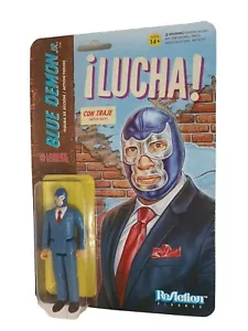 2019 SUPER 7 ReAction LEGENDS OF LUCHA Blue Demon Jr In Suit Figure NEW - Picture 1 of 6