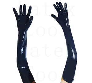 100% Latex Rubber Black Compression Molded Gloves Over Elbow Mitten 0.4mm S-XL - Picture 1 of 11