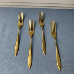Dirilyte Derigold Regal 7 1/2” Dinner Forks Gold Tone Flatware Set Of 4 GUC - Picture 1 of 4