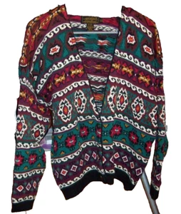 Eddie Bauer Women’s Multicolored Striped Cotton Cardigan Sweater ~ Size Large - Picture 1 of 4
