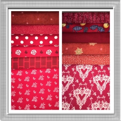 Red 10 x 10 Squares Layer cakes 24 pcs Fabric Variety  100% Cotton Duplicates - Image 1 of 4