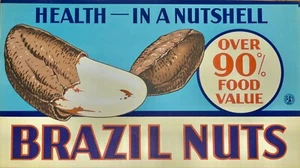 VINTAGE BRAZIL NUTS POSTER - MITTE 20. Jh. Ende 1930er - 40er - Anfang 50er - Bild 1 von 1