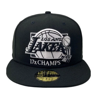 Los Angeles Lakers 17X Champions Black NBA New Era 59FIFTY fitted hat cap - Image 1 of 4